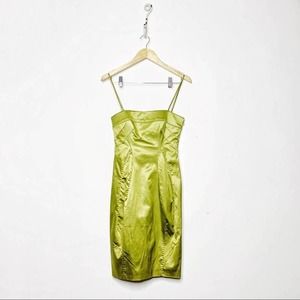Vintage Y2K 00s Moschino Womens Square Neckline Mini Dress Green Satin US 6 NWT